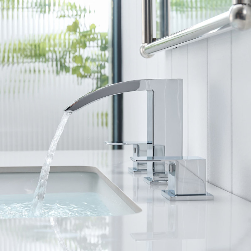 8 Inch Widespread Bathroom Faucet 3 Hole Waterfall Bathroom Sink Faucet Modern Stainless Steel 2 Handle Bathroom Basin Taps