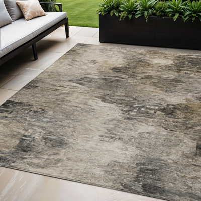Tapis intérieur lavable abstrait beige 5 pi x 8 pi