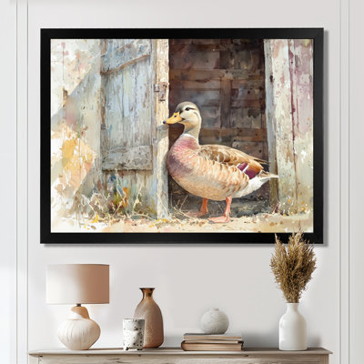 Dubien Cute Duck Portrait At The Barn II - Duck Canvas Wall Art