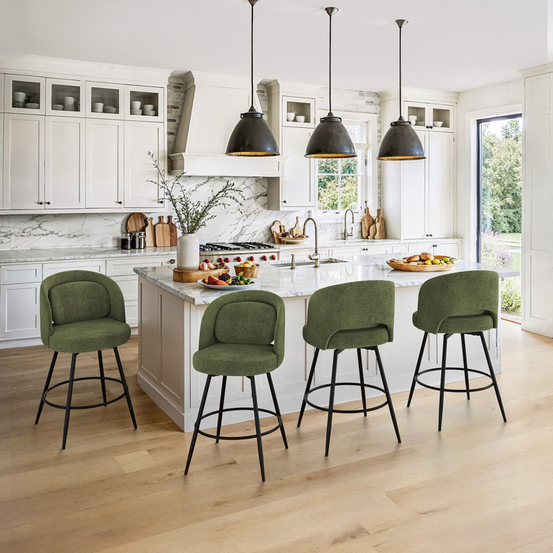 Tabouret de bar rotatif H 26 po Audrey, Vert / chenille, 4