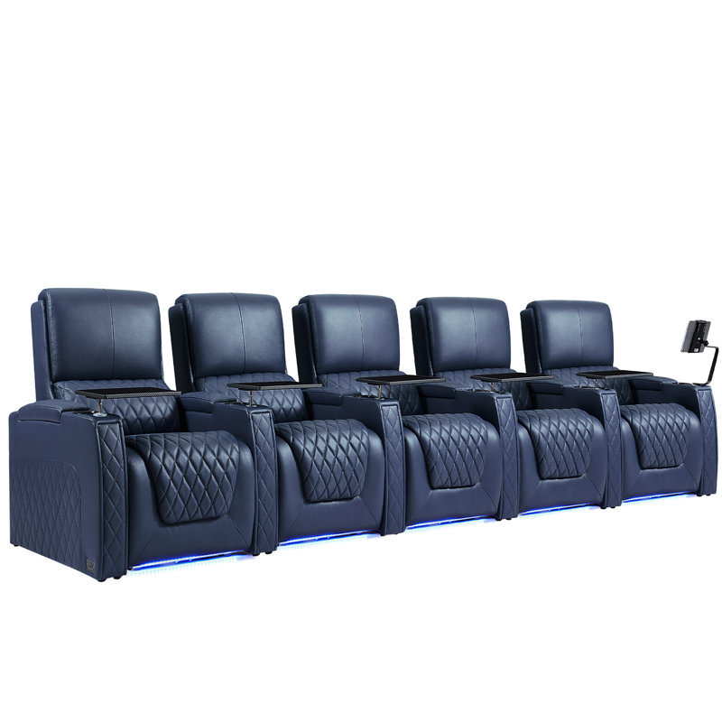 Canapé inclinable électrique Haiylee, Cuir véritable bleu