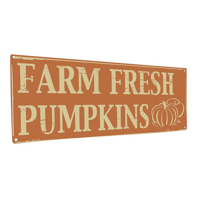 Plaque en métal Farm Fresh Pumpkins, H 11,5 po x l 31 po x P 0,04 po