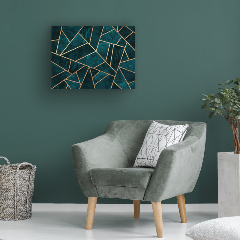 Art sur toile bleu turquoise, Elisabeth Fredriksson, H 18 po x l 24 po