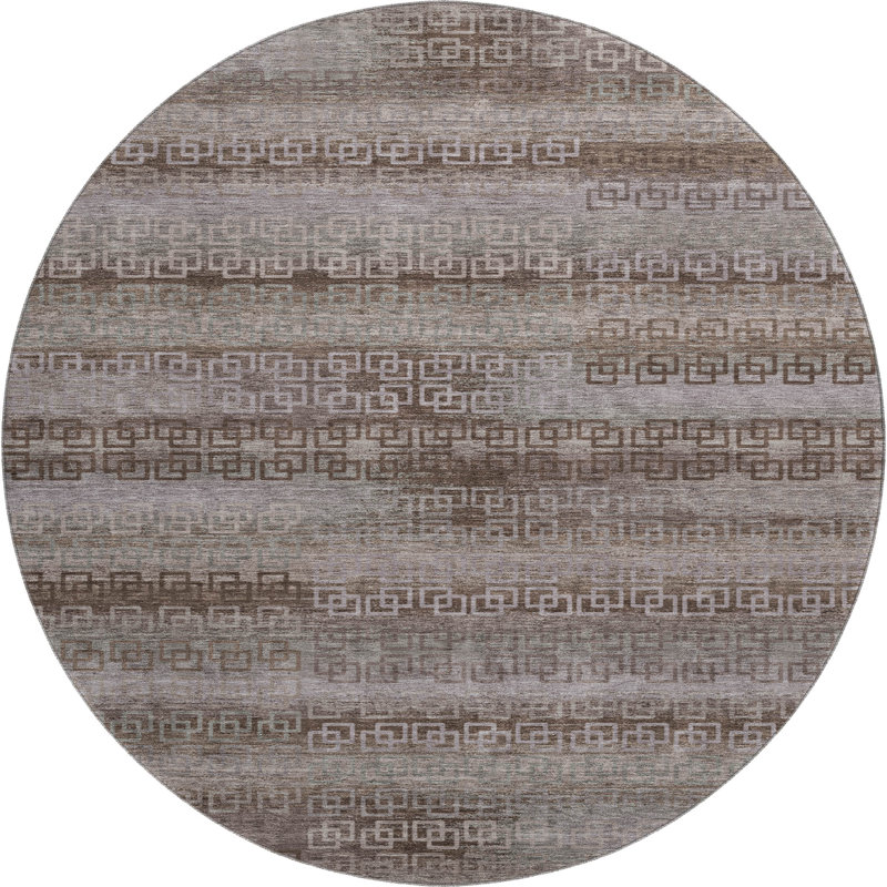 Premium Machine Washable Mayfield Striped Rug, Wheat, 8' Round