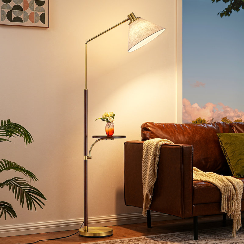 63'' Dimmable Tray Table Floor Lamp With Remote Control (Bulb Included)