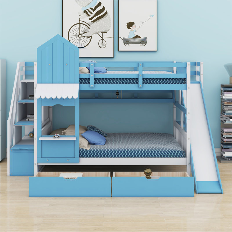 Lit pour enfants Colliers, Bleu, Double