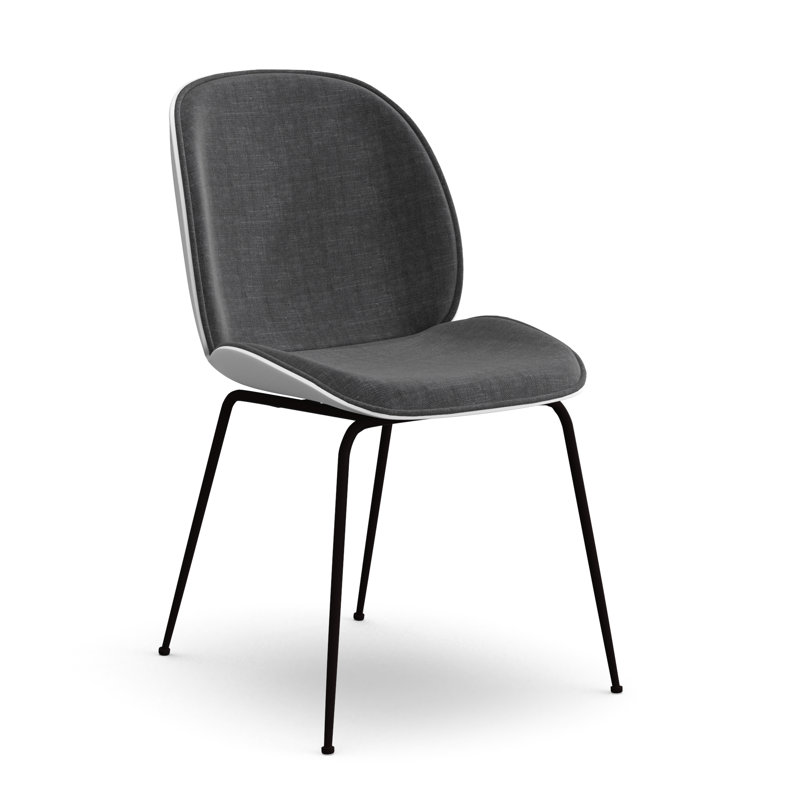 17.5'' H Velvet Upholstered Side Chair, White/Gray