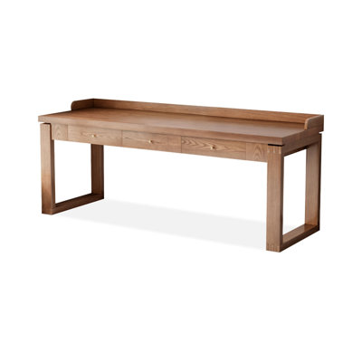Bureau rectangulaire brun en bois massif avec 3 tiroirs