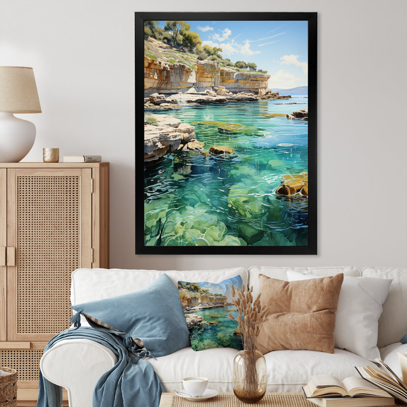Spain Dramatic Cliffs Of Mallorcain - Nautical & Beach Wall Art Prints, Cadre photo noir, H 20 po x l 12 po x P 1 po