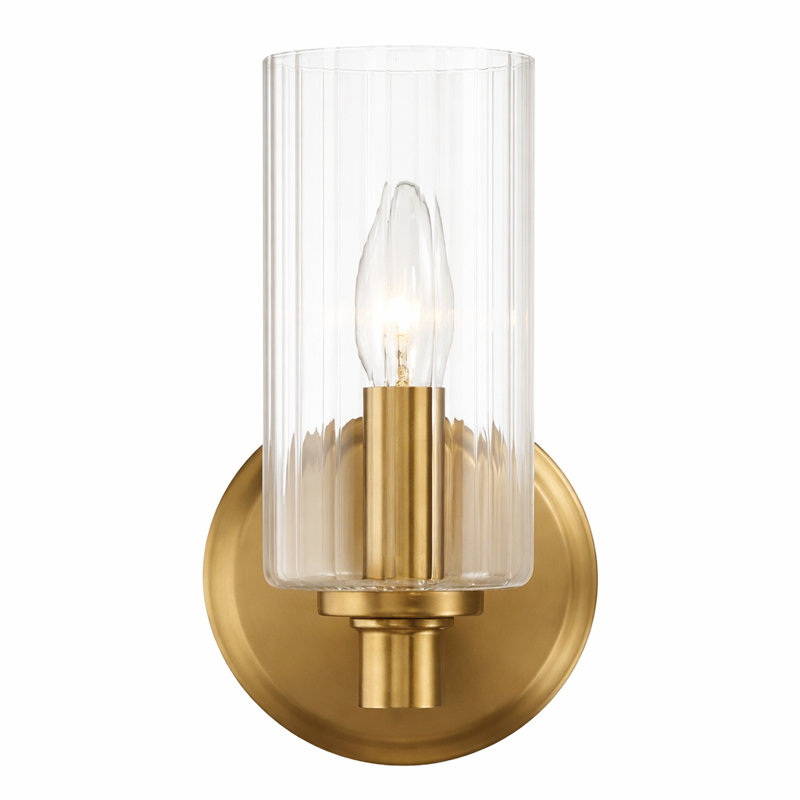 Single Light Wall Armed Sconce Candle Bulb with Satin Brass Finish