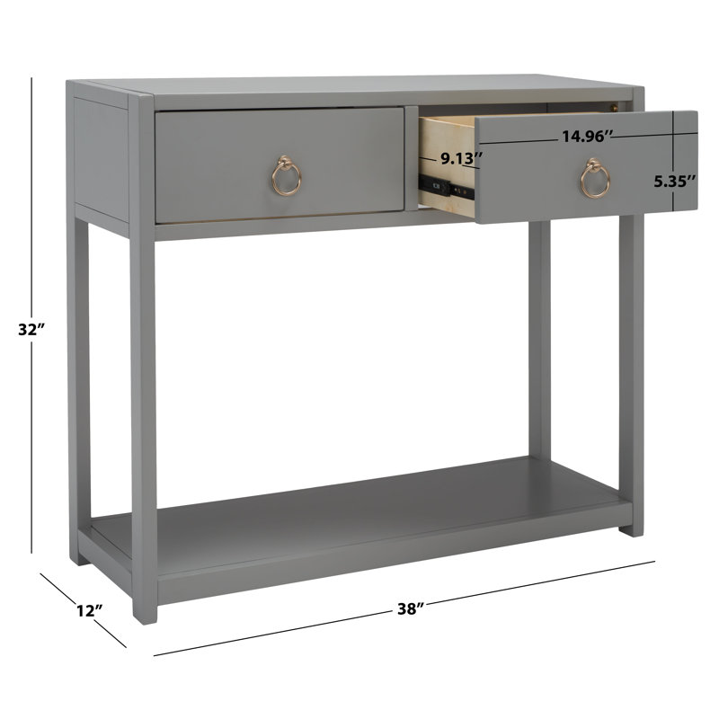 Amish Gray Matte Finish Console Table with Dual Storage Drawers