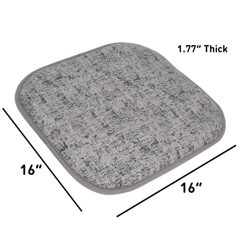 Coussin de coussin de chaise en mousse à mémoire de forme sans dossier 16 po x 16 po Broadway, 12, Gris / noir