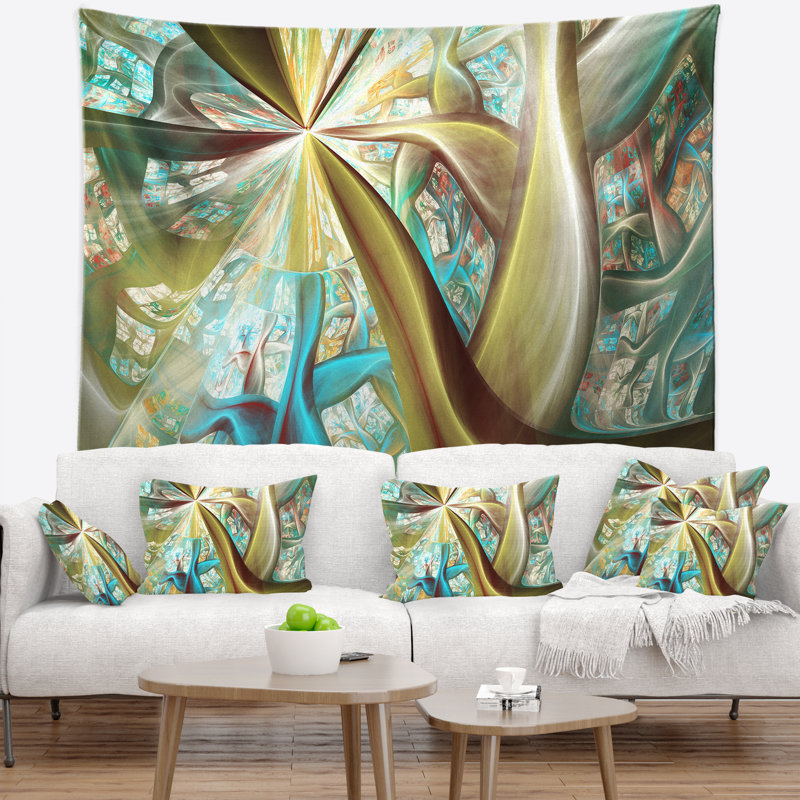 Tapisseries abstraits de plantes exotiques golden fractal, H 68 po x l 80 po