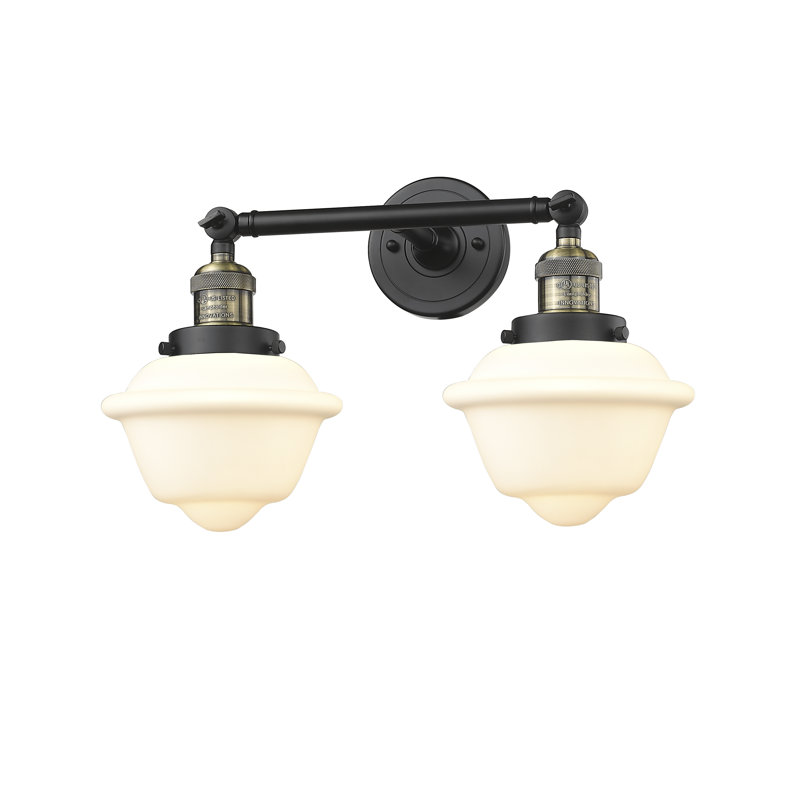 Gebhart 2 - Light Dimmable Vanity Light, Matte White Cased, 6 Watt Vinage LED Bulb, Black Antique Brass
