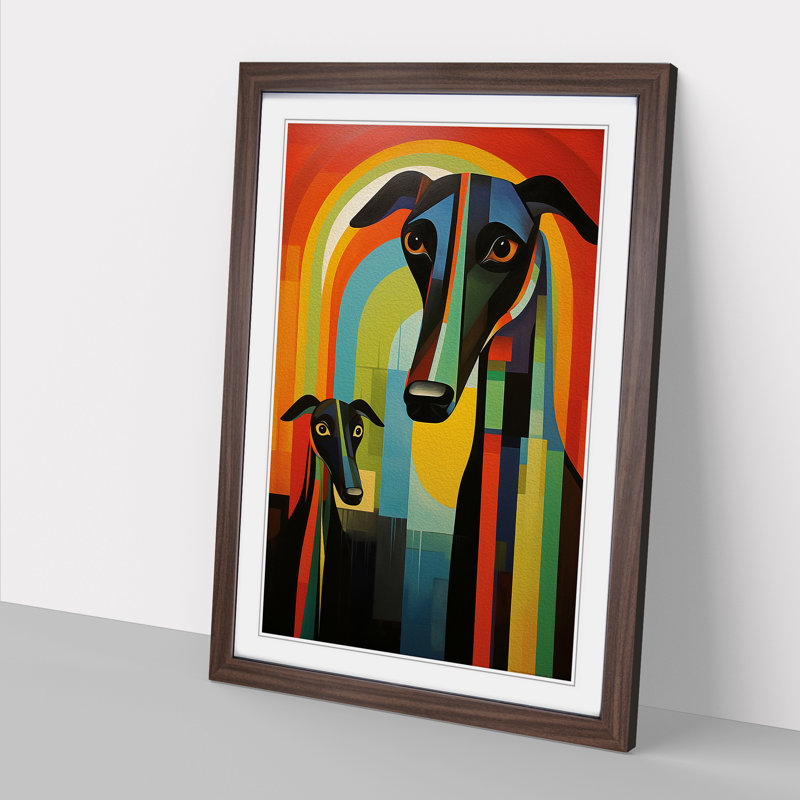 Greyhound Constructivism No.2 - Framed Print, 34cm H x 25cm W, Walnut Framed