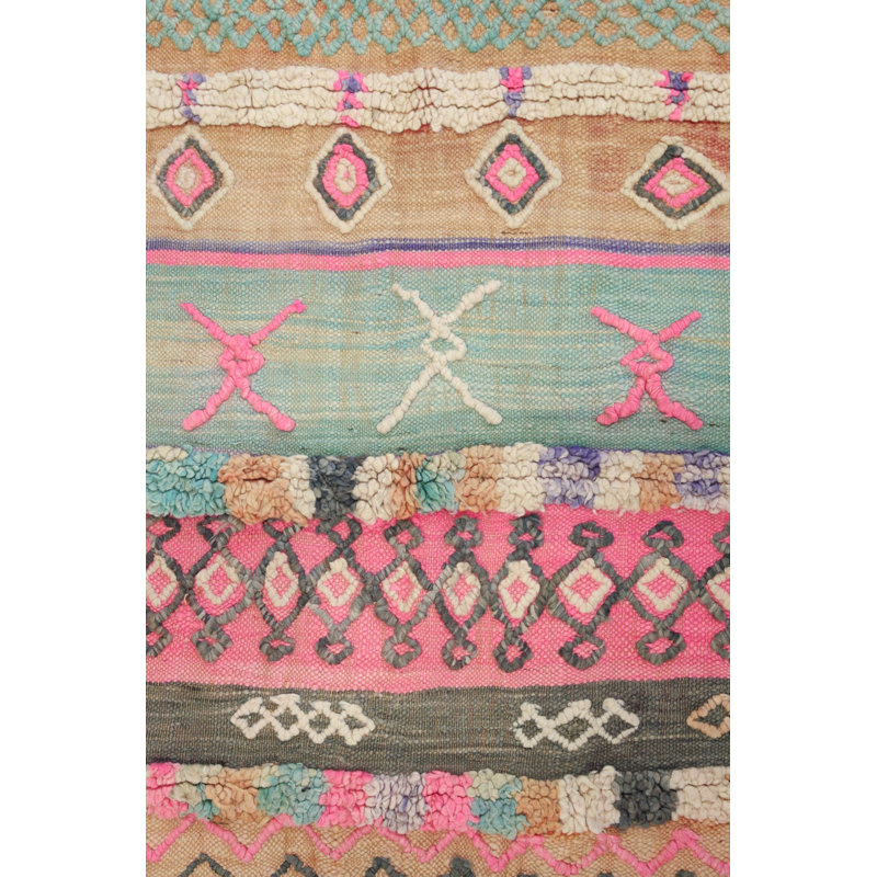 Tapis rose unique en laine rectangulaire de 5 pi 4 po x 9 pi 3 po Moroccan Rugs
