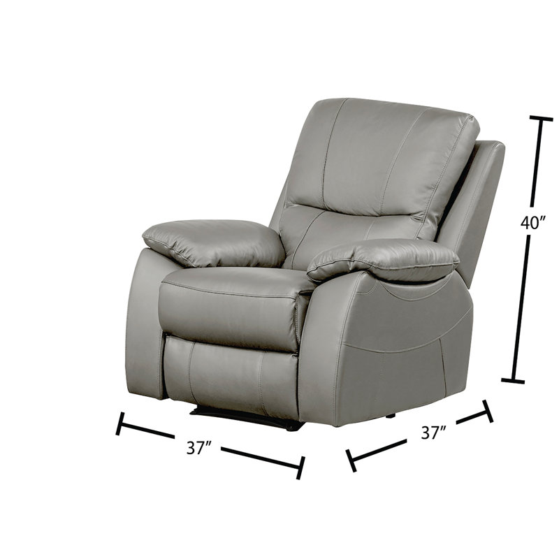 Fauteuil inclinable rembourré en cuir, fauteuil inclinable manuel, fauteuil inclinable moderne, gris