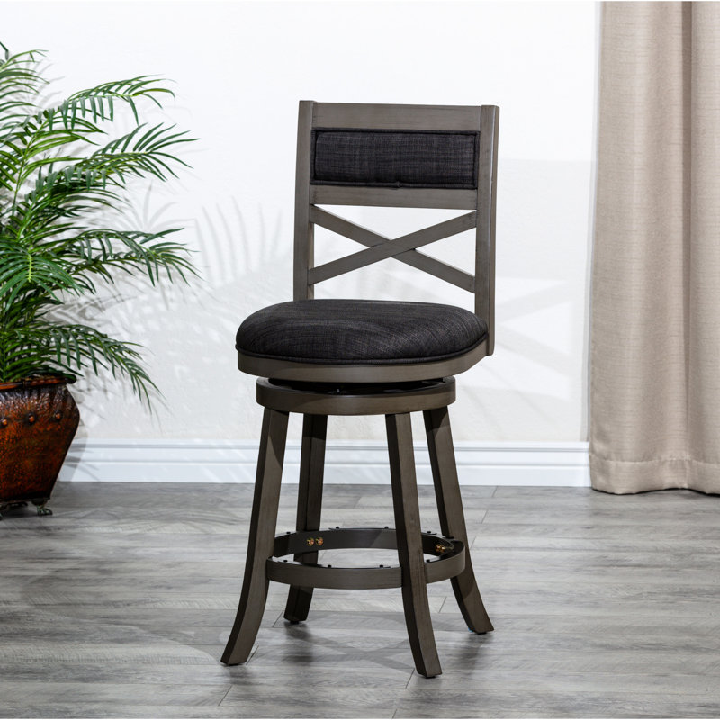 Tabouret de bar de 30 po de hauteur avec siège en tissu gris anthracite vieilli - siège pivotant tendance gris, Gris
