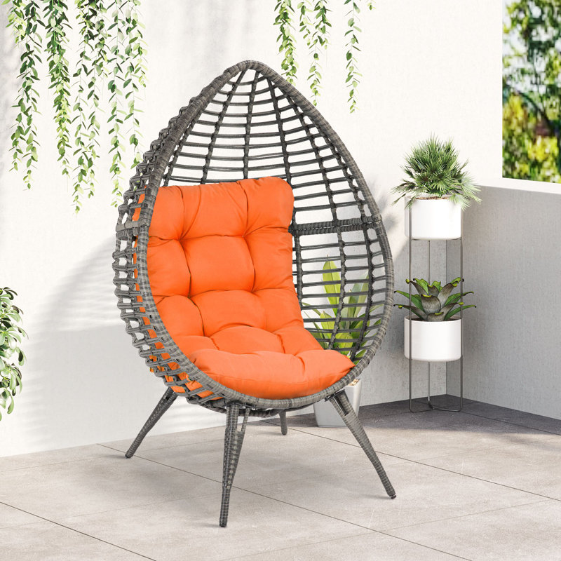 Chaise de terrasse avec coussins Luxembourg, Orange, Gris
