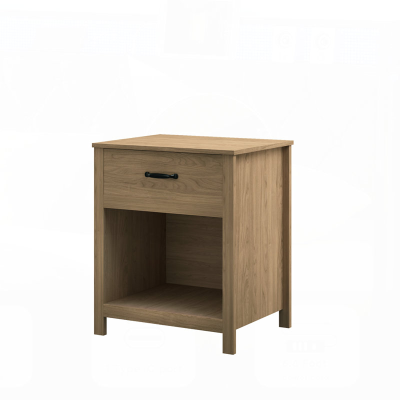 Wood Nightstand with Drawer and Open Shelf, Modern Bedside Table for Efficient Storage and Stylish Design