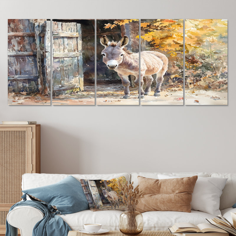 Donkey S Path Tot Hye Barn II - décoration murale âne - art mural moderne, H 32 po x l 80 po