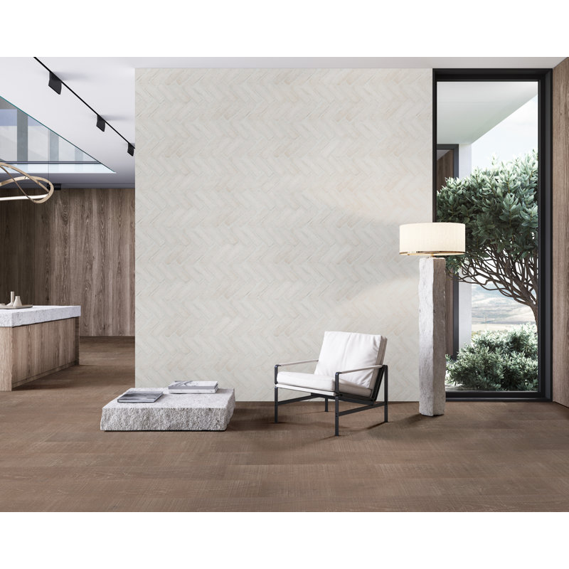 MSI 12 in. x 15 in. Natural Textured Clay Brick Mosaic Floor and Wall Tile, Alpine White
