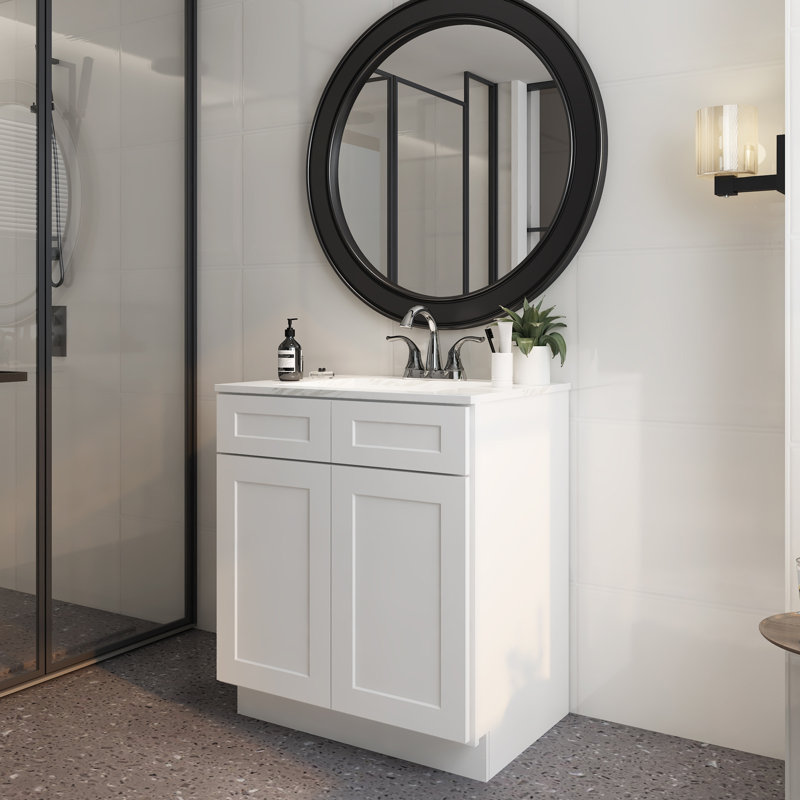 Ready-to-Assemble Kitchen Sink Base Cabinet with Adjustable Shelves and Soft Close, 34.5" H x 33" W x 24" D, Shaker White