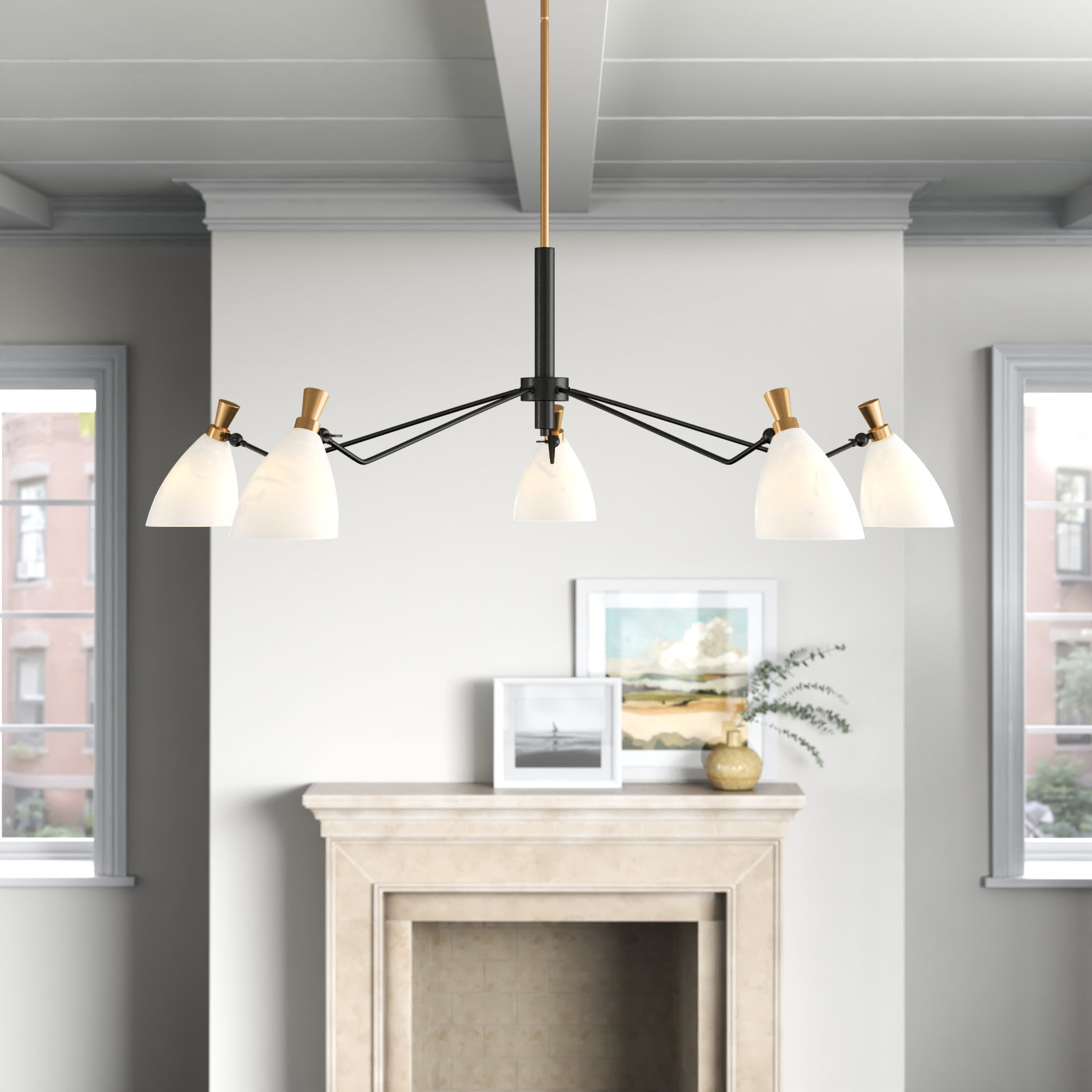 Cumberland 5 - Light Metal Dimmable Shaded / Spider Chandelier