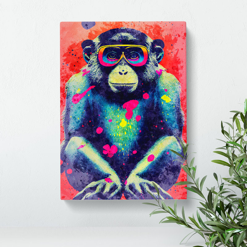 Splashed Monkey No.1 Abstract - Wrapped Canvas, 60cm H x 40cm W x 3cm D