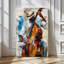Art mural sur toile encadré 24 po x 36 po, musicien de jazz abstrait jouant de la contrebasse, peinture expressionniste moderne, grande décoration murale de musique pour le salon, la chambre et le bureau