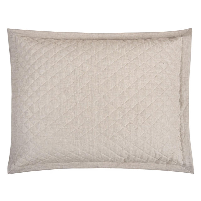 Hudson Linen_Quilted Sham, King, Flax