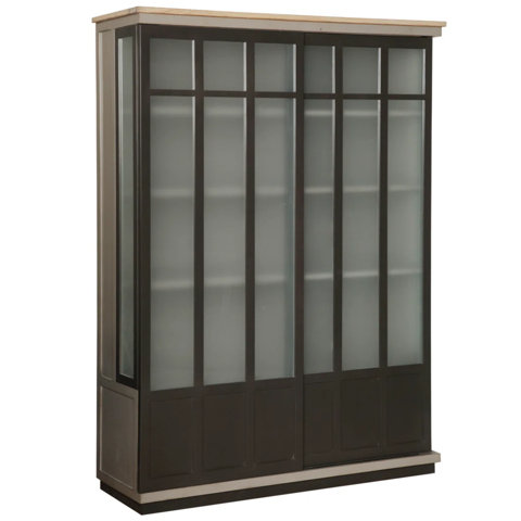 Cabinet with frosted glass doors.
