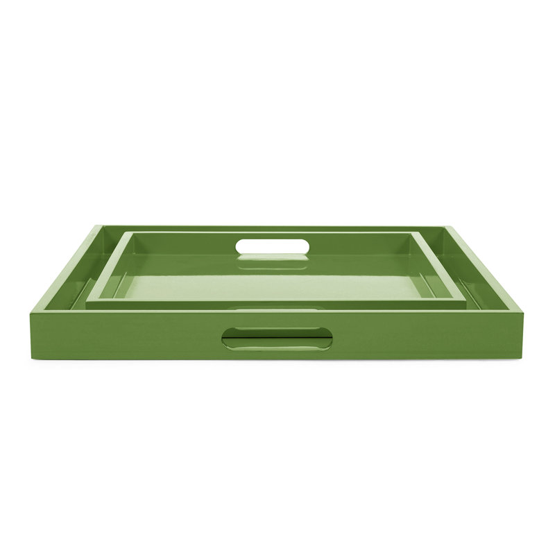 Lavande 2 Piece Tray Set, Dark Green