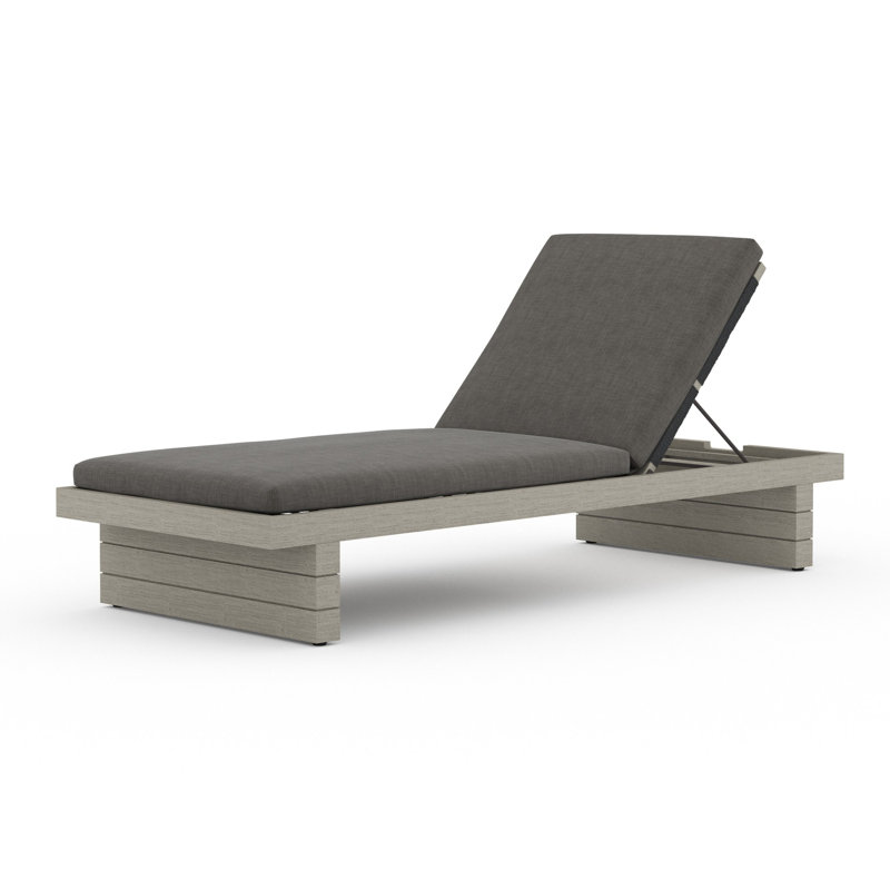 Leroy Outdoor Teak Chaise Lounge, Charcoal, Gray