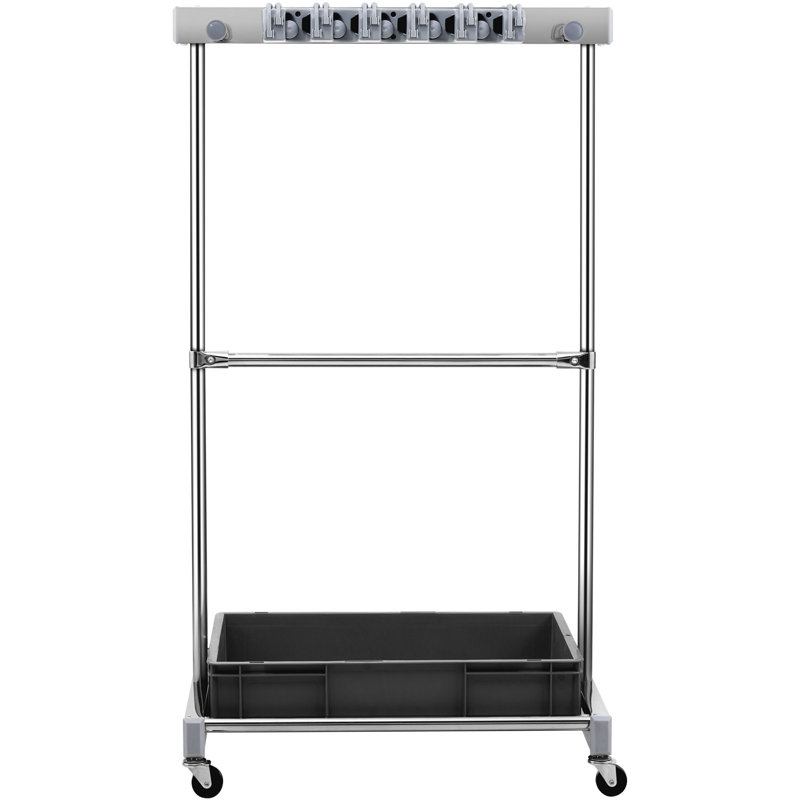 Garden Tool Organizer, 10 Slots With Hooks, Yard Tool Tower Rack With Wheels For Garage Organization And Storage, Hold Long-Handled Tool/Rake/Broom, Metal Tool Stand Holder For Shed, Outdoor