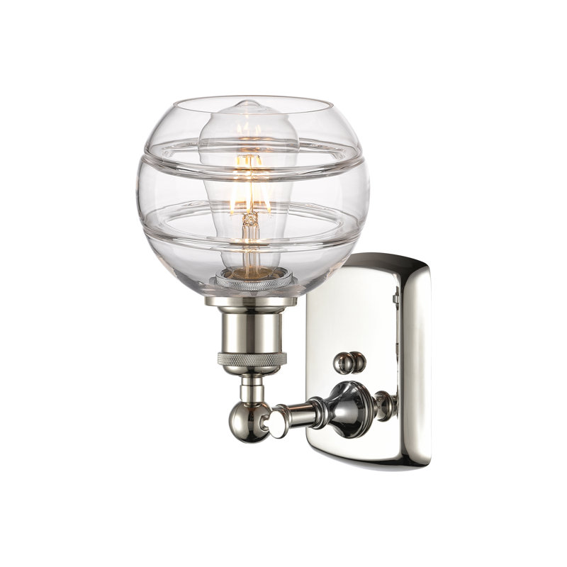 Applique murale 1 lumière Ballston Bienes, Transparent, H 8,88 po x l 5,88 po x P 7,06 po, Nickel poli