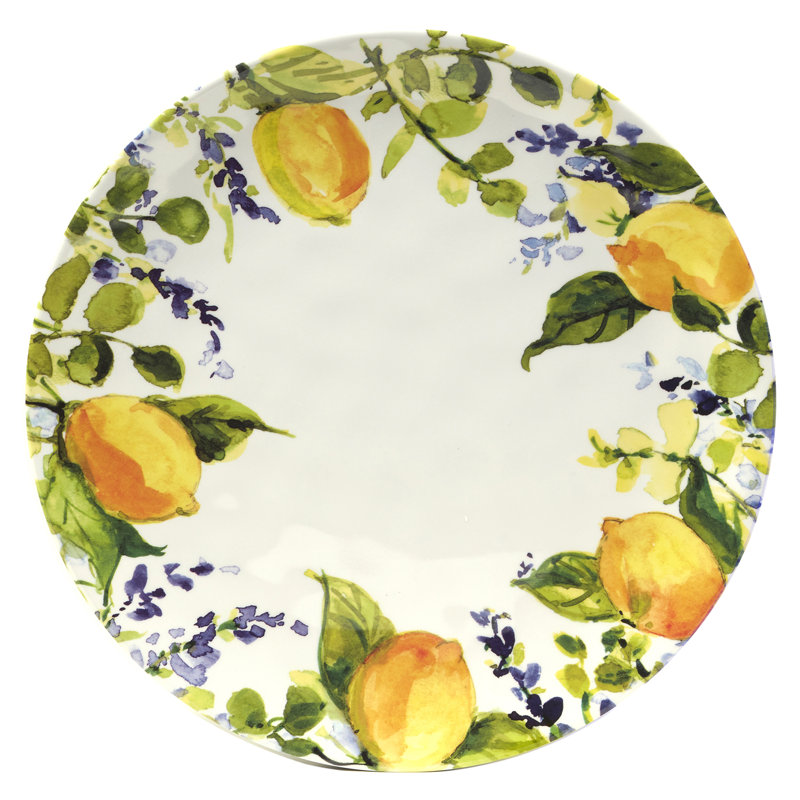 Lemon Zest Multicolor Melamine Dinner Plates Set of 6