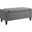 Banc de rangement en gris, revêtement en lin avec plateau relevable et bouton, polyvalent pour le salon comme repose-pieds, capacité de lit abondante, housse grise, fonctionnalité pratique