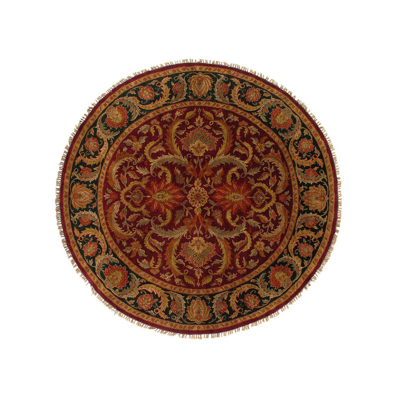 Tapis rond rouge noué à la main 8 pi x 8 pi Augra