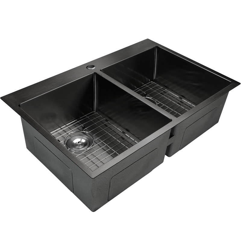 33" L x 22" W Double Bowl Drop-in Kitchen Sink