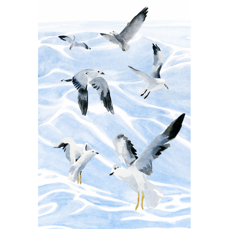 Seagull Soiree I by Annie Warren - Painting on Canvas, 30cm H x 20cm W, Wrapped Canvas