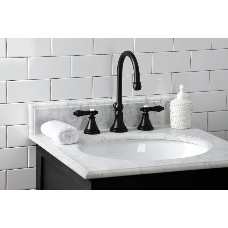 Heirloom Widespread Bathroom Faucet with Drain Assembly, Matte Black