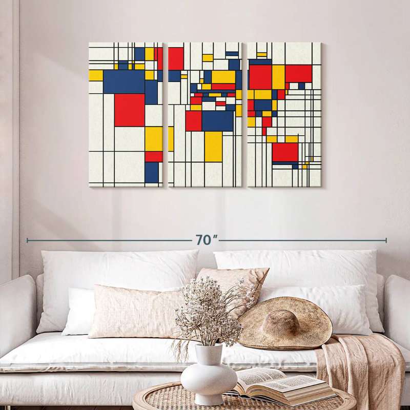 Avery Abstract Squares World Map, 28" H x 45" W