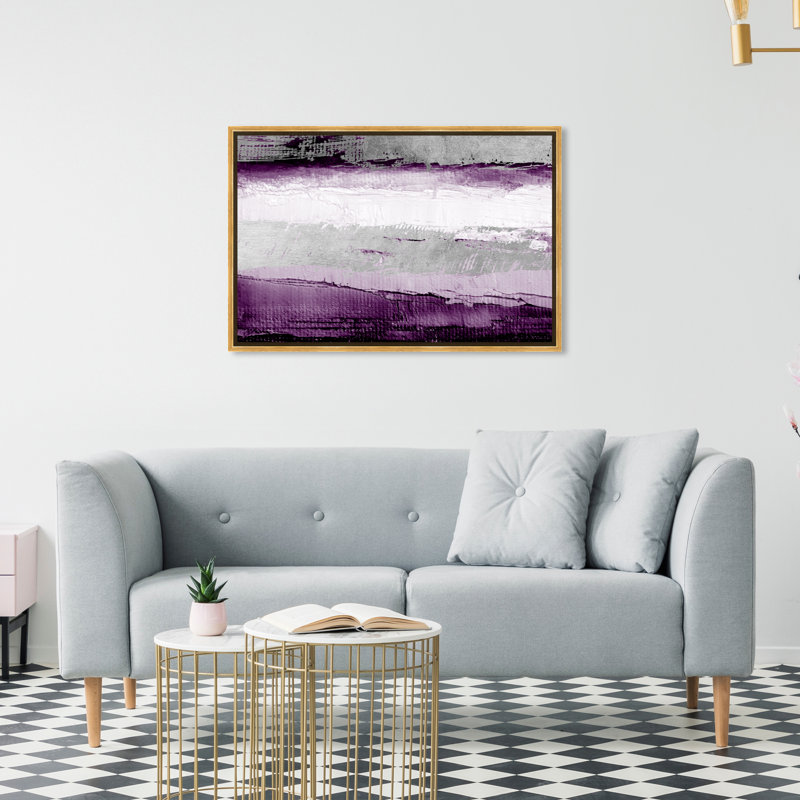 «Abstract Envision and Elevate Violet», impression, Cadre blanc, H 36 po x l 54 po, Doré