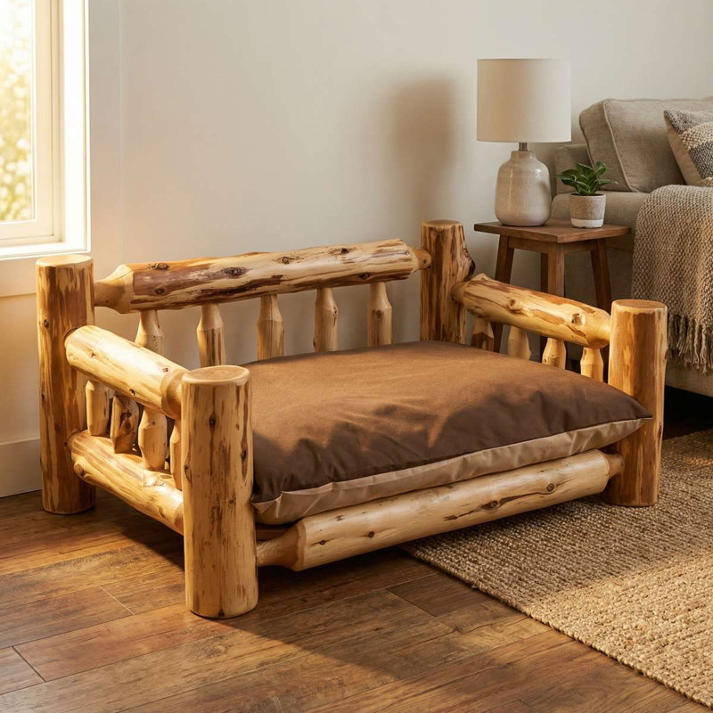 Fireside Lodge Cedar Log Dog Bed with Standard Mattress - Vintage, Vintage Finish