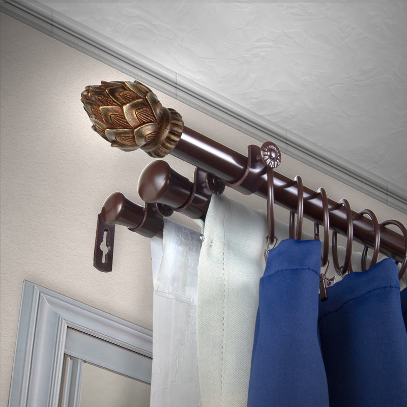 Agilar Steel Adjustable 0.81'' Triple Curtain Rod, Cocoa, 48" - 84"
