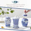 Spode Blue Italian Vase - Hexagonal & Lidded Design (Blue/White)