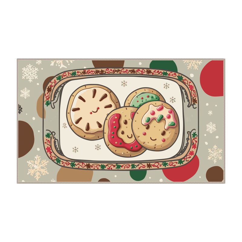 The Holiday Aisle® Washable Cookies Holiday Rug, Rectangle 5' x 7'