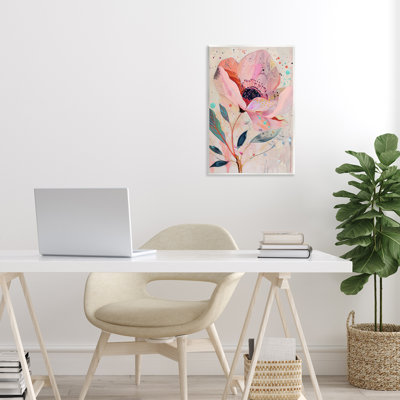 Plaque murale coquelicot rose à pois colorés, design par LSR Design Studio
