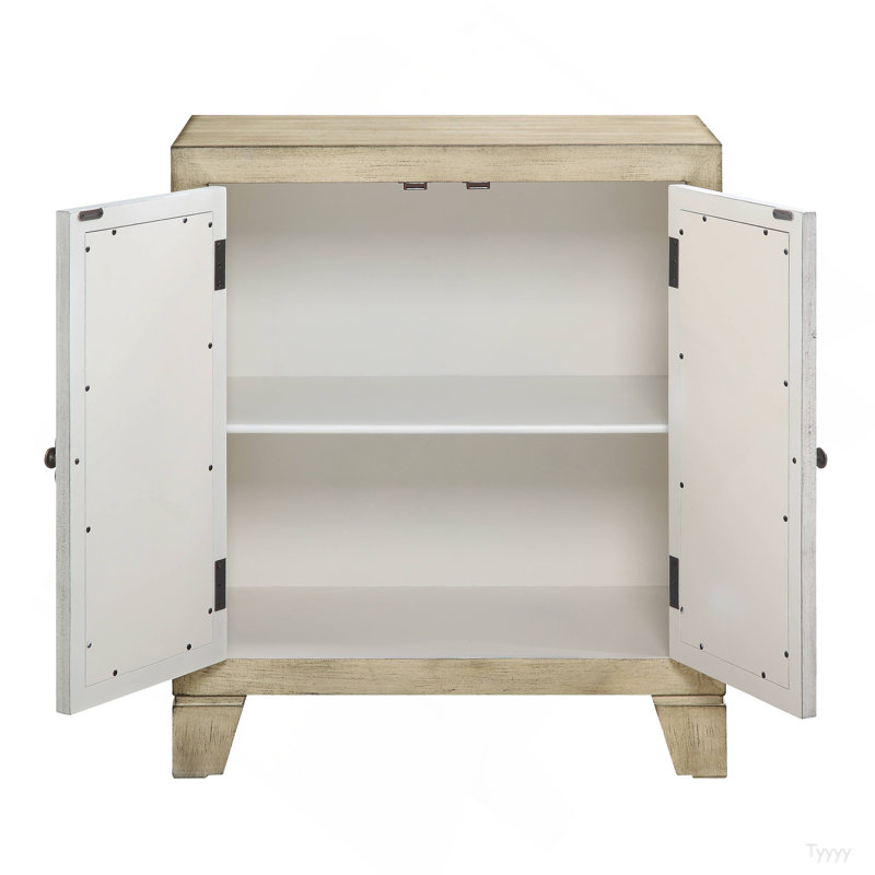 Console blanc antique avec portes en miroir